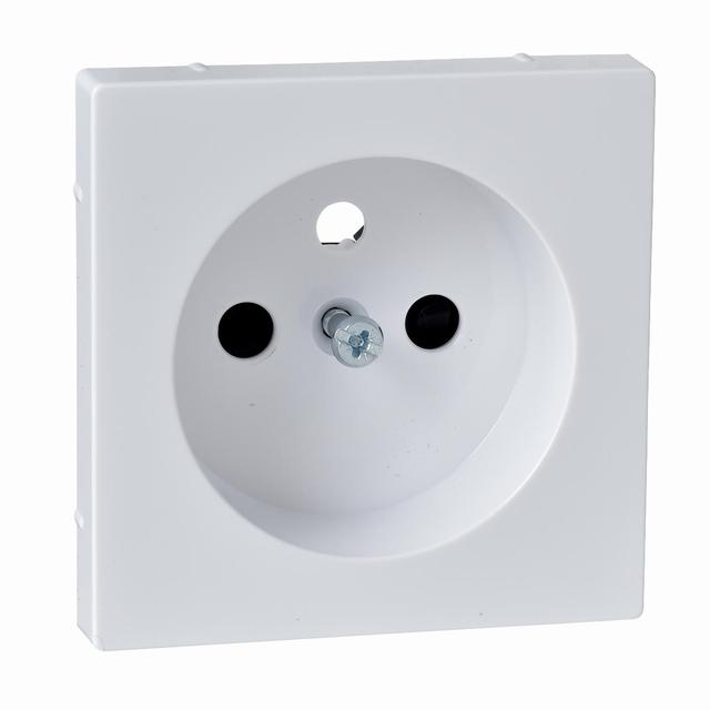 Merten, System M, płytka centralna gniazda z uziemieniem, z przesłonami, biały active