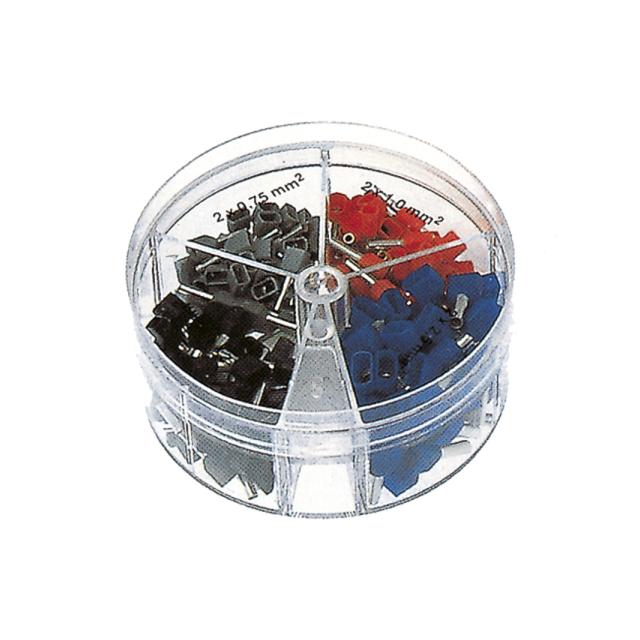 Asortyment końcówek tulejkowych na dwa przew. w poj. plas.