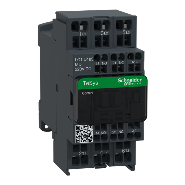 Stycznik mocy I= 18A AC-3 styki pom. 1NC+1NO nap. cewki 220 V DC LC1D183MD Schneider