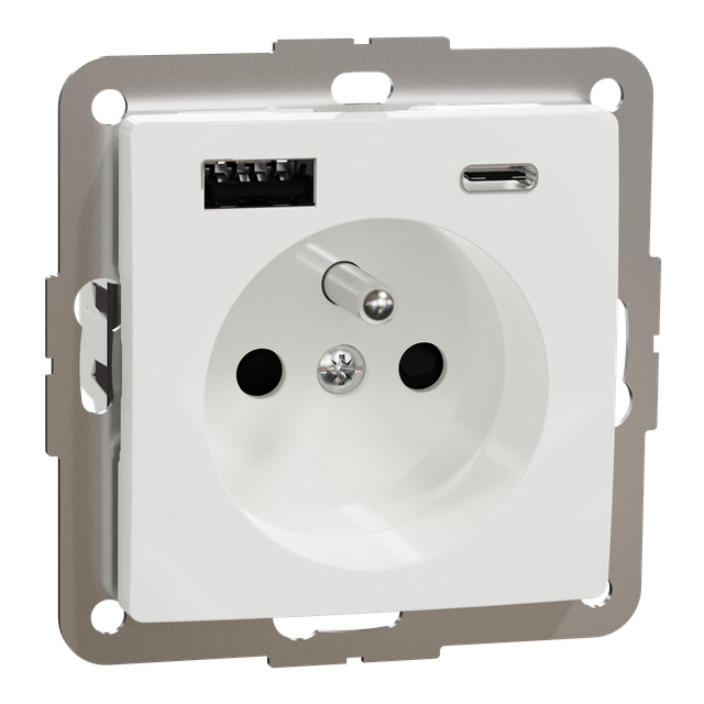 Gn. 2P+PE z USB A+C 3A (z.bezgw.), białe