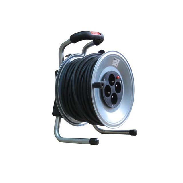 PRZEDŁUŻACZ ZWIJANY JEDNOFAZOWY NA BĘBNIE STALOWYM TYP JAWOR - WYJŚCIE 4xGS IP20 Z TERMIKIEM 20 mb H