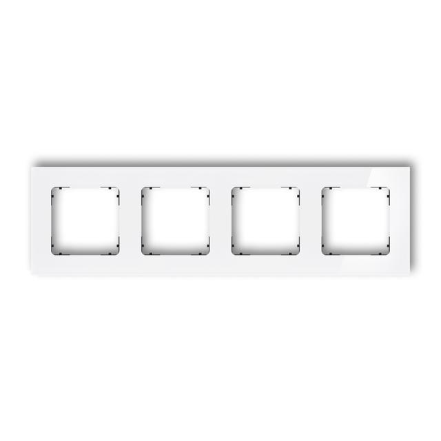 ICON Ramka uniwersalna poczwórna kwadratowa - efekt szkła (ramka: biała; spód: czarny) biały