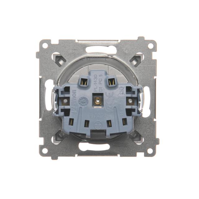 Simon 54 Gniazdo bez uziemienia z przesłonami 16A z. śrub. srebrny mat