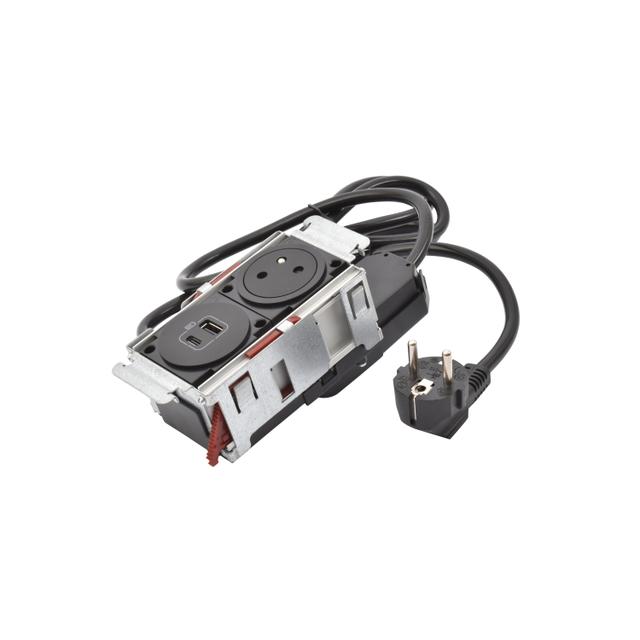 INCARA: DISQ'IN - 2P+Z / USB A+C - 2,0 M-CZARNY, Legrand
