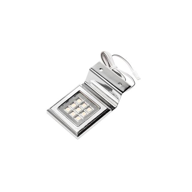OPRAWA LEDOWA KWADRATOWA NA SZAFKĘ CALDERON, 12V, 9 LED, CIEPŁY BIAŁY, CHROM