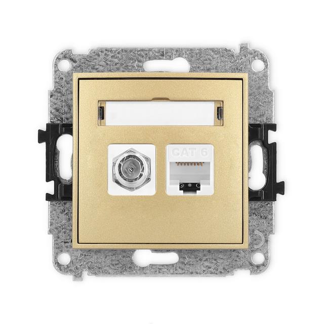 ICON Mechanizm gniazda antenowego poj. typu F (SAT) + gniazda komp. poj. 1xRJ45, kat. 6, 8-stykowy z