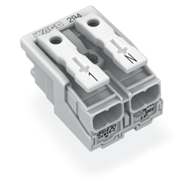 Złączka zasilająca 2‑biegunowa ze stopkąmi bez styku PE 294‑5052 /1000szt./ WAGO