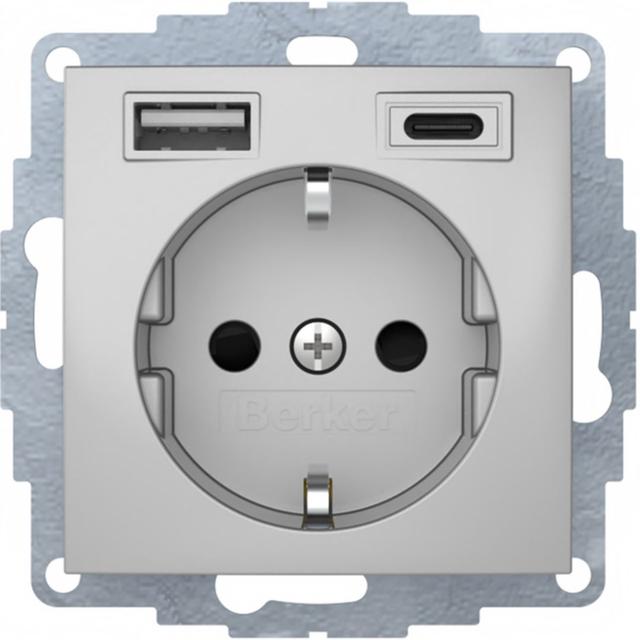 "B.x Gniazdo SCHUKO z ładowarką USB A+C 2.4/3.0 A