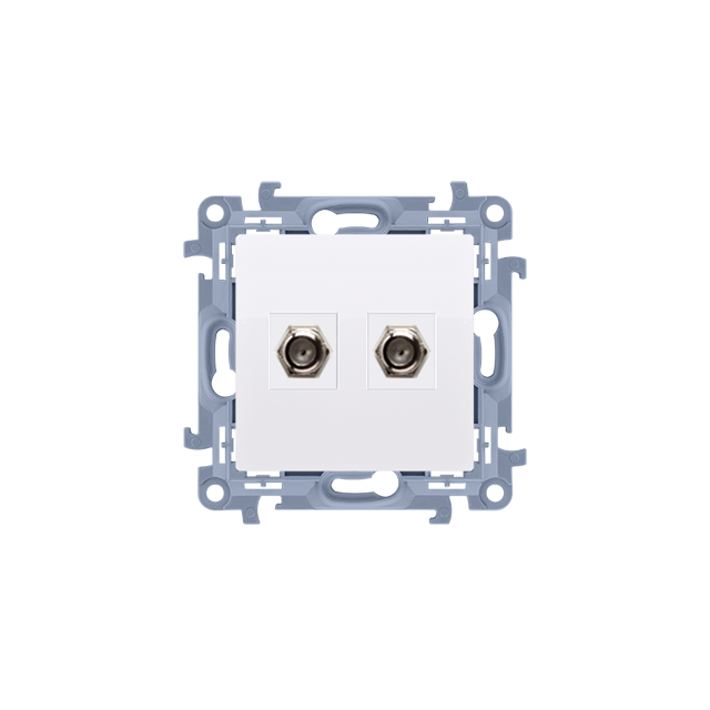 Simon 10 Gniazdo antenowe typu F podwójne  biały