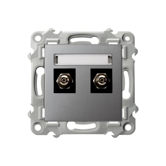 SZAFIR Gniazdo ekwipotencjalne podwójne - kolor szary mat