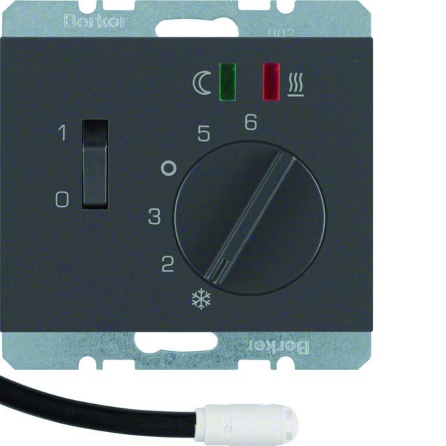 BERKER K.1 Regulator temperatury podłogi z stykiem zwiernym elementem centralnym LED antracyt 203471