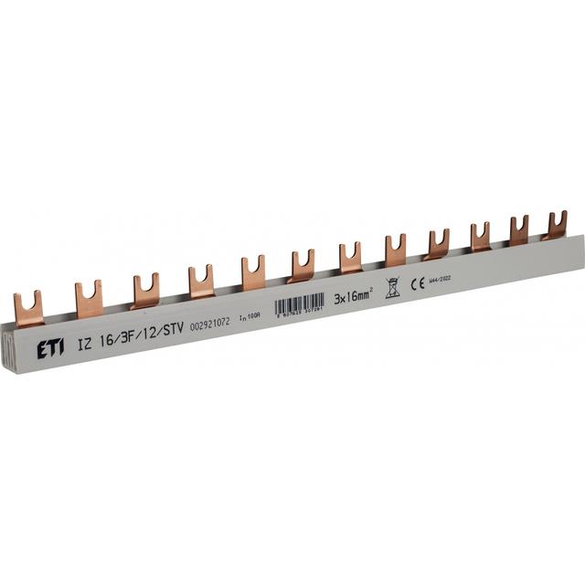 Szyna łączniowa widełkowa 3P 100A 16mm2 (12mod.) IZ16/3F/12/STV 002921072 ETI