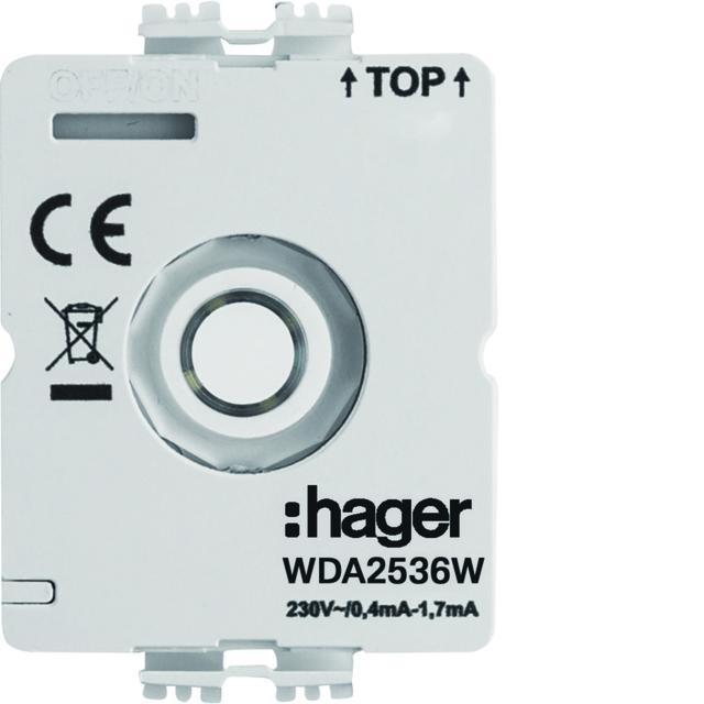 Moduł podświetlenia LED do łączników obrotowych 230V bez przyłącza neutralnego N Berker 168001 WDA2536W HAGER