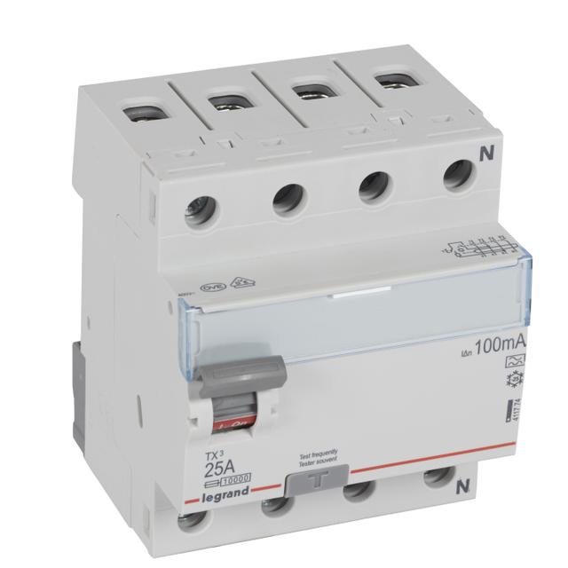 WYŁĄCZNIK RÓŻNICOWOPRĄDOWY P 304 4P 25A 100MA TYP A SERII TX3, Legrand