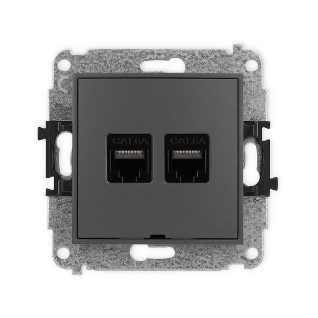 ICON Mechanizm gniazda komputerowego podwójnego 2xRJ45, kat. 6A, 8-stykowy, bez pola opisowego grafi