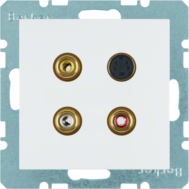 BERKER S.1/B.3/B.7 Gniazdo 3xCinch / S-Video biały 3315321909 HAGER