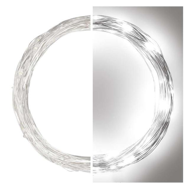 Lampki świąteczne 100LED nano łezki 10m zimna biel srebrny przewód IP44 timer D3AC01 EMOS