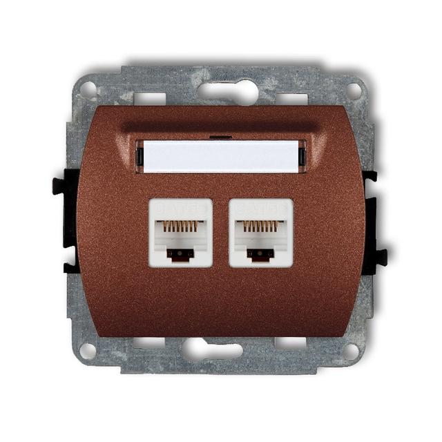 TREND Mechanizm gniazda komputerowego podwójnego 2xRJ45, kat. 5e, 8-stykowy brązowy metalik