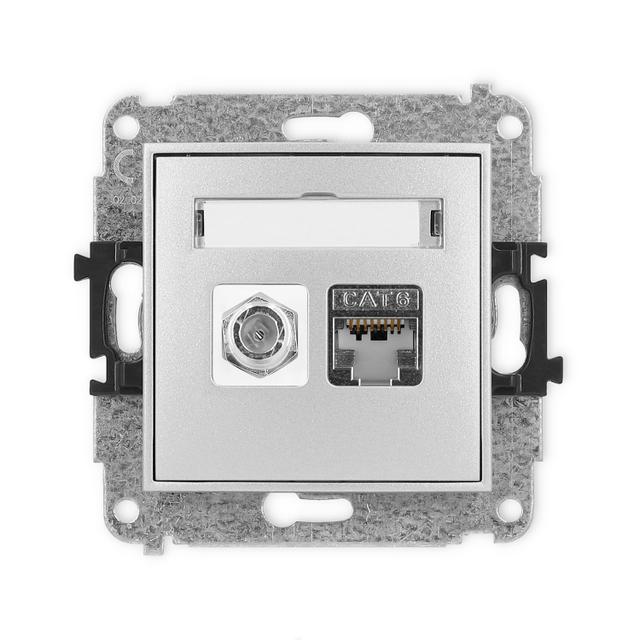 ICON Mechanizm gniazda antenowego poj. typu F (SAT) + gniazda komp. poj. 1xRJ45, kat. 6 ekranowany,