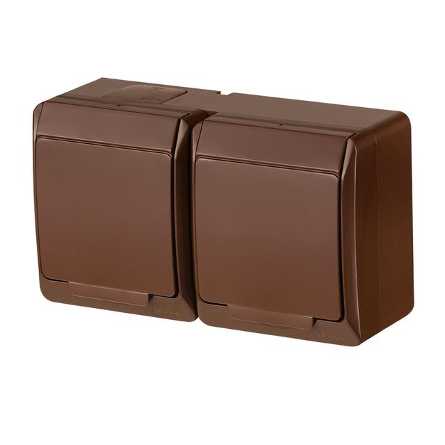 GNT HERMES 2x2P+Z schuko IP44 brąz