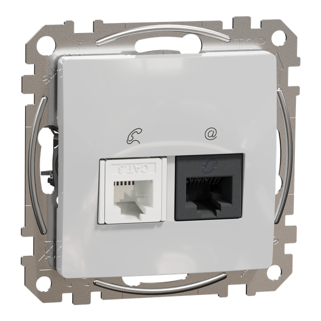 Sedna Design & Elements Gniazdo komputerowe-telefoniczne kat. 6 UTP srebrne aluminium SDD113468 Schneider