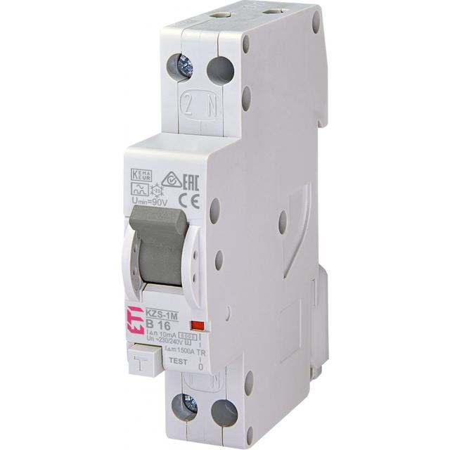 Wyłącznik różnicowonadprądowy (zas od dołu) KZS-1M 1P+N B16A 10mA typ A 002175414 ETI