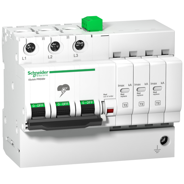 Ogranicznik przepięć Acti9 iQuickPRD20r-T2-3 3P T2 20 kA ze stykiem A9L16296 SCHNEIDER