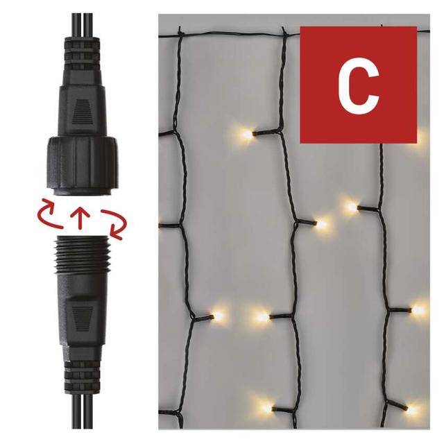 Lampki choinkowe łączone Standard kurtyna 100LED 1x2 m ciepła biel IP44 timer D1EW01 EMOS