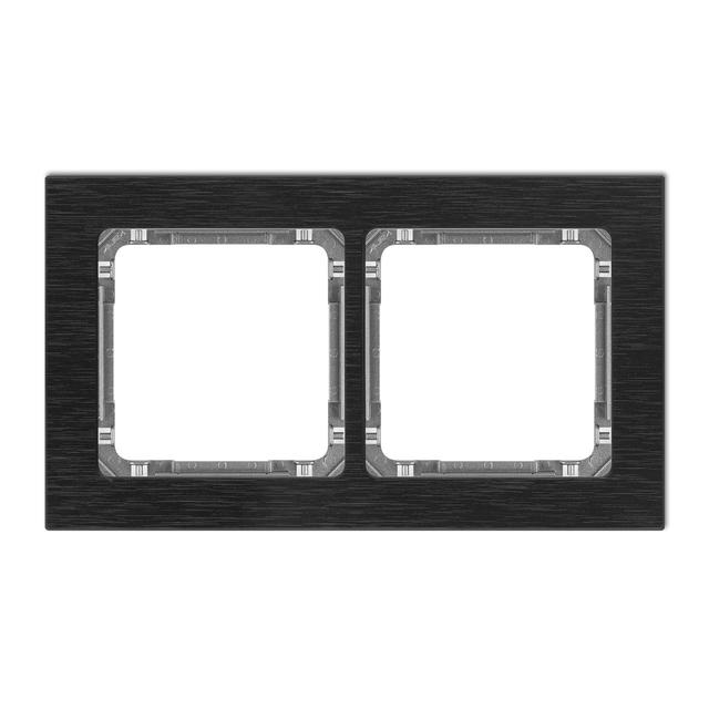 "DECO Ramka podwójna - aluminium szczotkowane (ramka: czarna