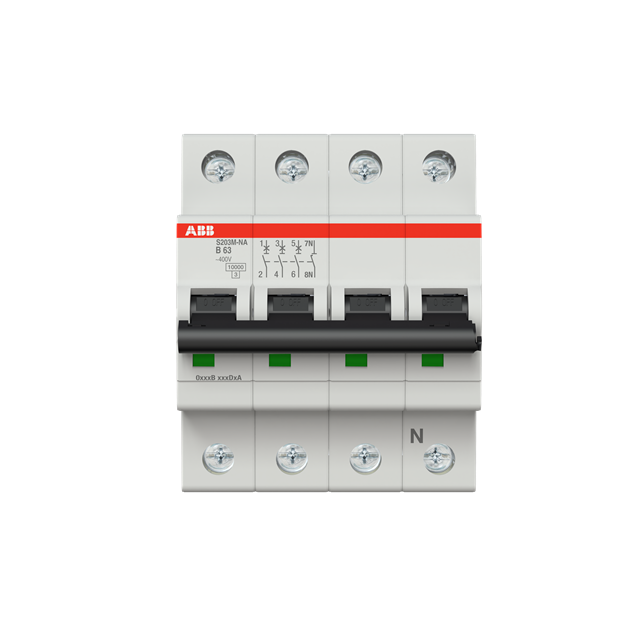 S203M-B63NA Wyłącznik nadprądowy 10kA 3P+N B63A 2CDS273103R0635 ABB