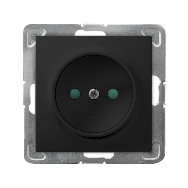 IMPRESJA Gniazdo pojedyncze z przesłonami torów prądowych - kolor czarny metalik