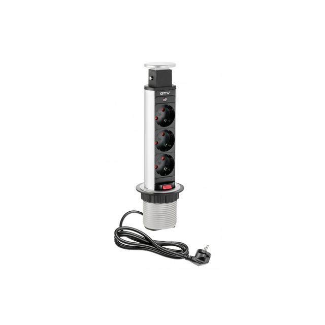 BIURKOWY PRZEDŁUŻACZ WPUSZCZANY 60MM, 3X SCHUCKO (SREBRNY)