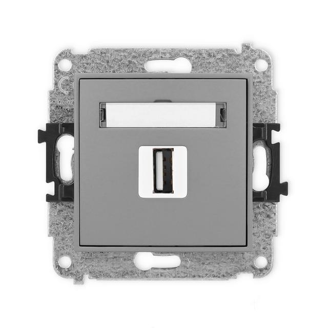 ICON Gniazdo pojedyncze USB A-A 2.0 szary mat 27IGUSB-1 KARLIK