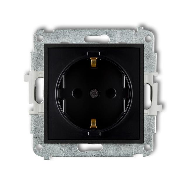 ICON Mechanizm gniazda pojedynczego z uziemieniem SCHUKO 2P+Z (przesłony torów prądowych) czarny mat