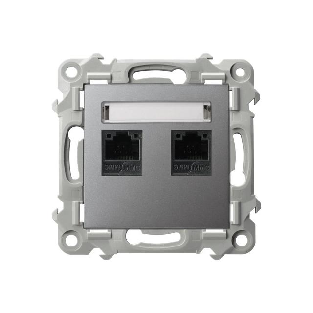 SZAFIR Gniazdo komputerowe podwójne, kat. 5e MMC - kolor szary mat