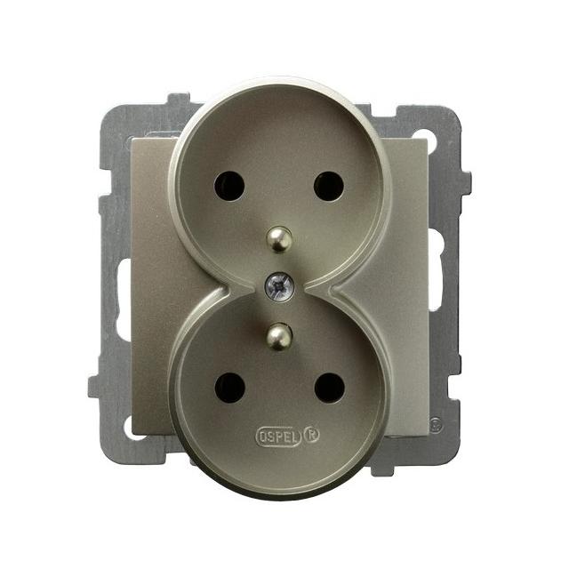 AS Gniazdo podwójne z uziemieniem moduł bez ramki - kolor satyna light