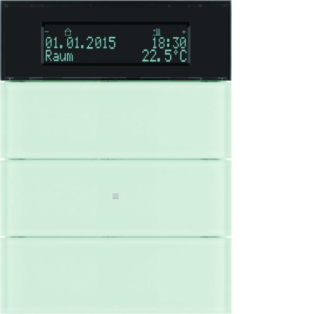 BERKER B.IQ Przycisk potrójny z regulatorem temperatury i wyświetlaczem szkło białe 75663590 HAGER