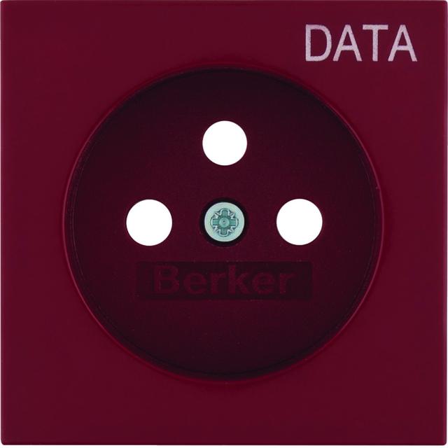 BERKER B.Kwadrat Płytka czołowa do gniazda z uziemieniem z nadrukiem DATA czerwony 3963808995 HAGER
