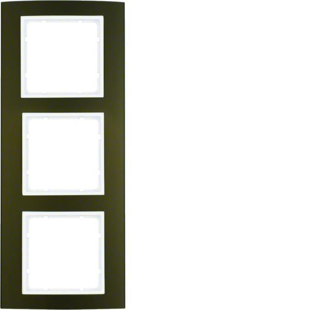 BERKER B.3 Ramka potrójna aluminium brązowa/biała 10133021 HAGER