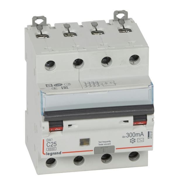 Wyłącznik Różnicowo-Nadprądowy 4P 25A C 0,3A Typ AC P314 DX3 411207 LEGRAND