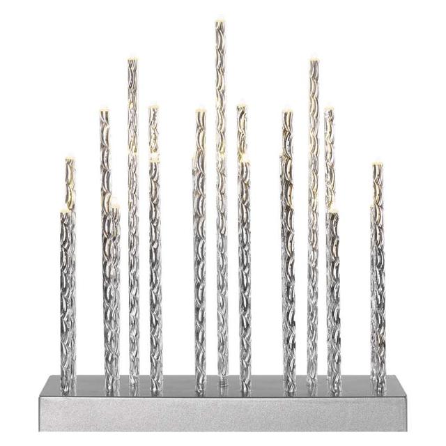 Świąteczny świecznik srebrny 19 LED 28 cm 3x AA ciepła biel IP20 timer DCAW02 EMOS