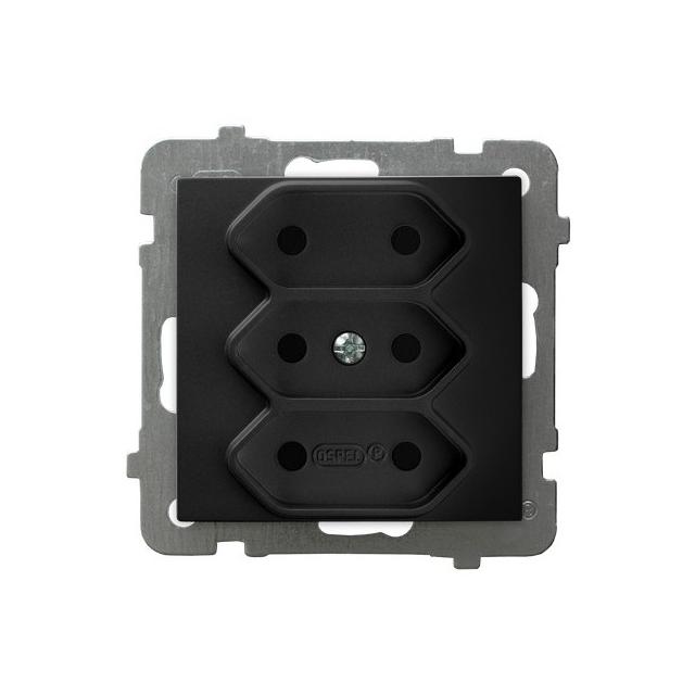 AS Gniazdo potrójne EURO - kolor czarny metalik