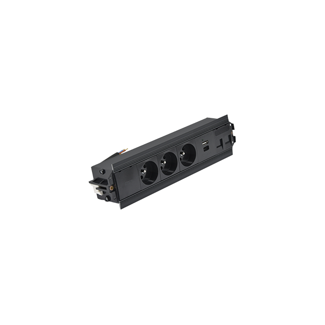 SIMON 480 TS48-530E30BK0-44 Indesk 3 gn. typ E + ładow. USB A+C i płytka dla 2 złączy RJ45 keystone;