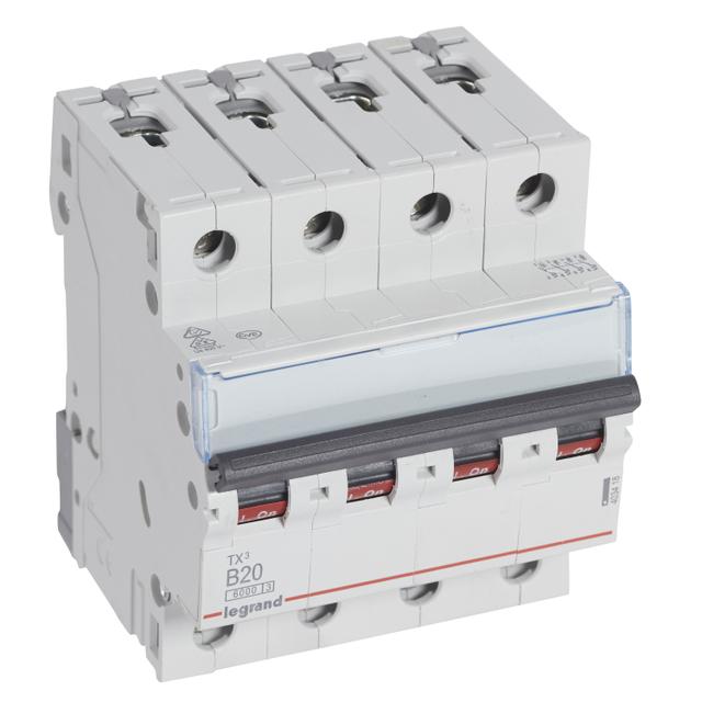 Wyłącznik Nadprądowy 4P B20A 6kA AC S304 TX3 403418 LEGRAND