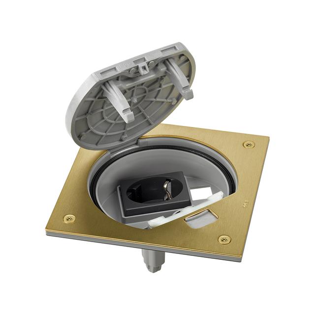 Simon Connect Wkład z pokrywą z gn. schuko+puste miejsce na wkład RJ45 mosiądz