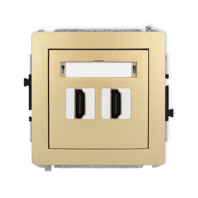 DECO Mechanizm gniazda podwójnego HDMI 2.0 złoty