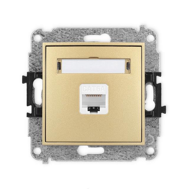 MINI Mechanizm gniazda komputerowego pojedynczego 1xRJ45, kat. 6A, 8-stykowy złoty