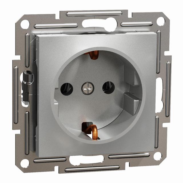 Asfora, gniazdo pojedyncze schuko, bez ramki, aluminium