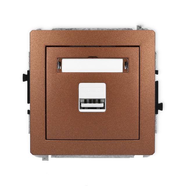 DECO Mechanizm ładowarki USB pojedynczej USB A, 5W max., 5V, 1A brązowy metalik