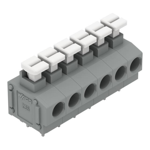 Listwa zaciskowa do płytek drukowanych 6-biegunowa szara raster 5/5,08mm /35szt./ 235-406/331-000 WAGO